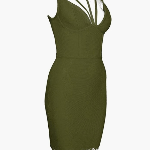 Olive green midi bandage dress - Picture 3 of 3